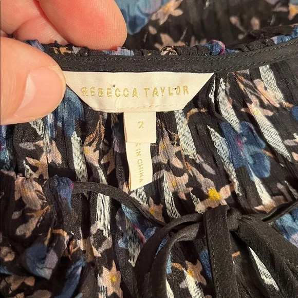 Rebecca Taylor Solstice Floral Pullover Silk Blouse, size 2 / Small - Picture 8 of 15